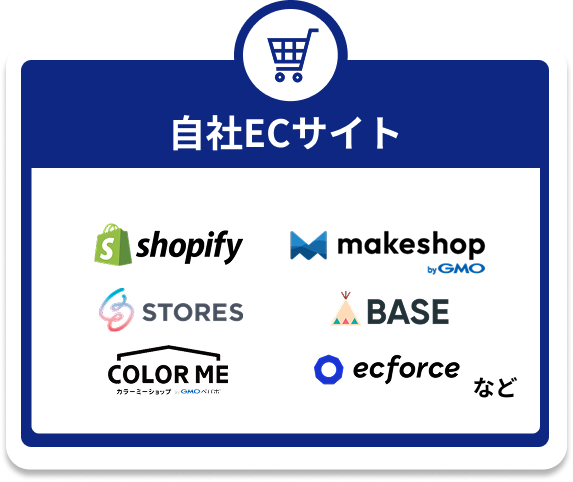 自社ECサイト実績:shopify、makeshop、STORES、BASE、COLOR ME、ecforceなど